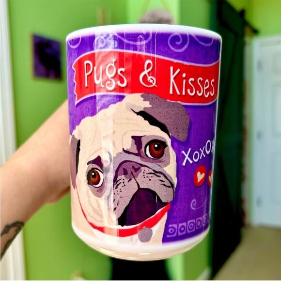 Dog Lovers Pugs & Kisses Print Ceramic Kitchen Coffee & Tea Mug - Picture 6 of 6
